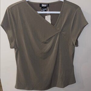 DKNY Women's Short Sleeve Top in Army Green